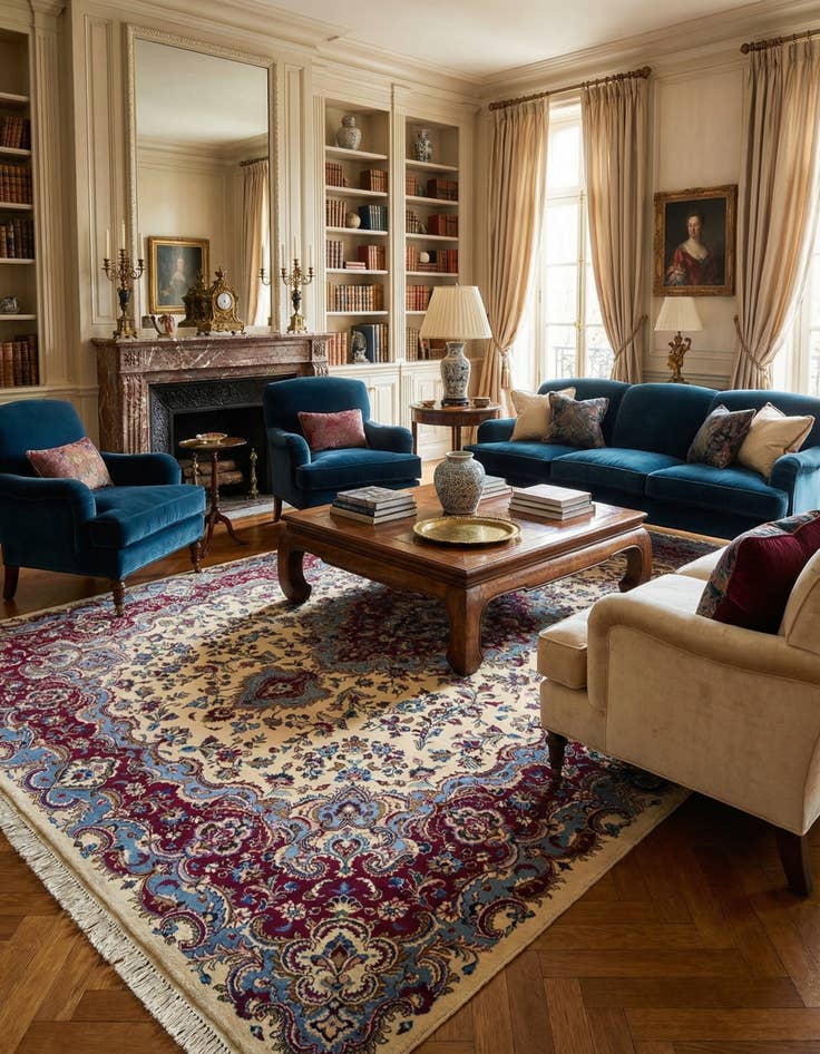 Detail image of 8' 3 x 11' 7  Hand Knotted Kashmar Persian Wool Rug