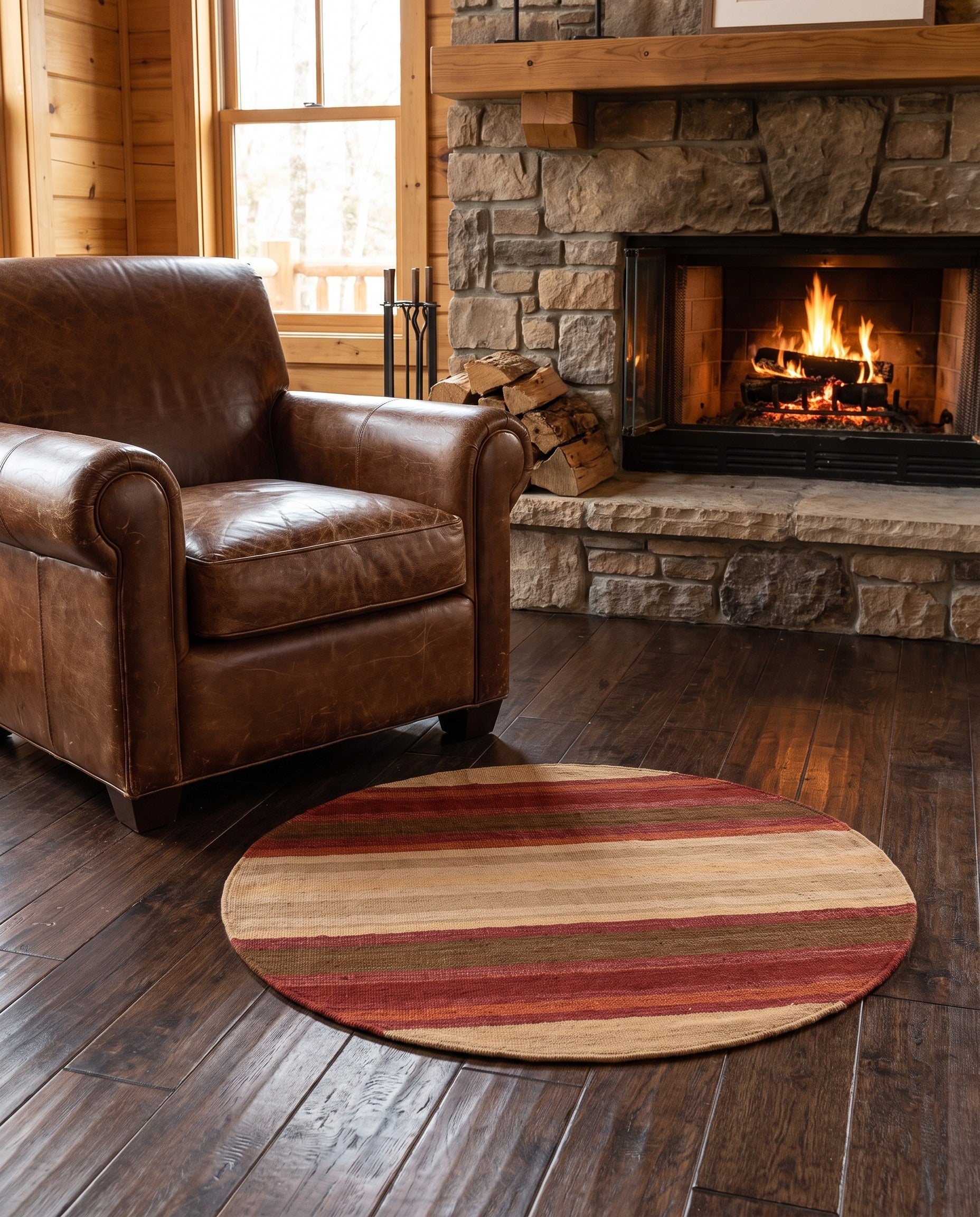 2' 4 x 2' 4 Hand Woven Pillow Wool Round Rug