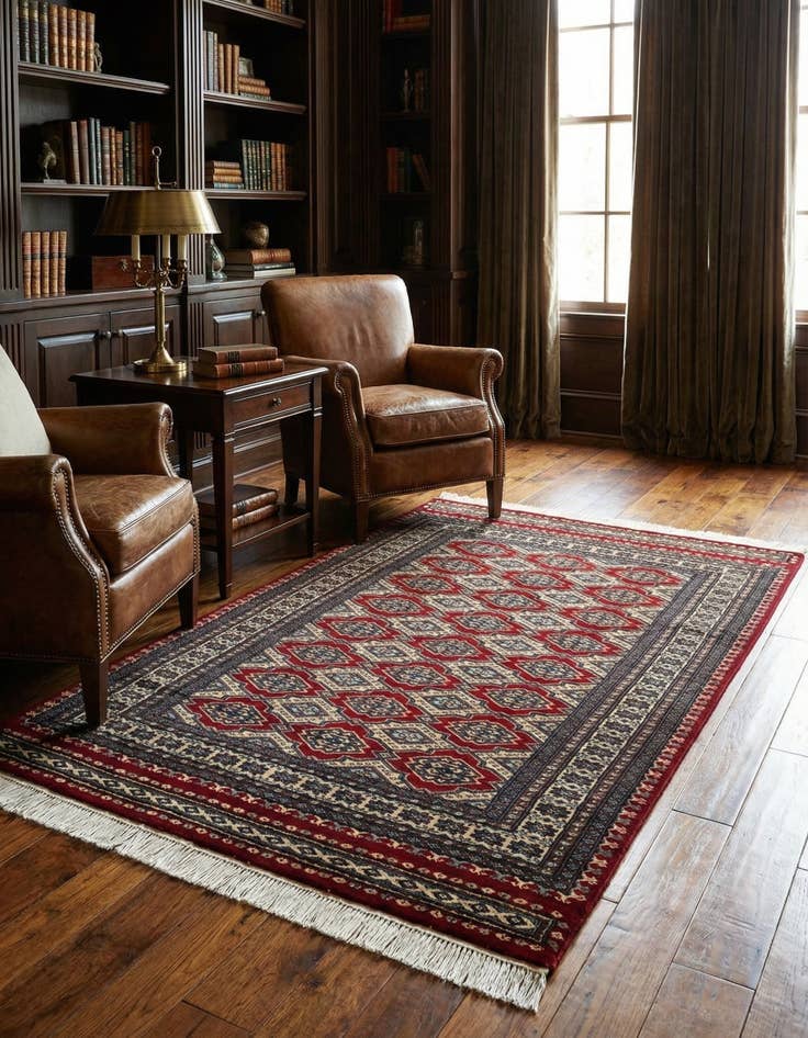 Detail image of 4' 1 x 6' 6  Hand Knotted Bokhara Wool Rug