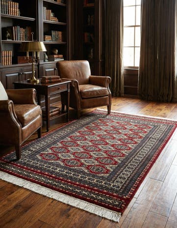 4' 1 x 6' 6 Hand Knotted Bokhara Wool Rug