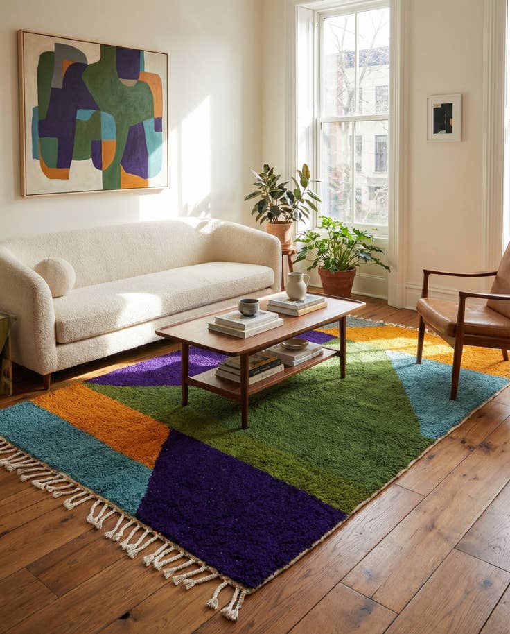 Detail image of 5' 4 x 7' 10 Hand Knotted Moroccan Wool Rug