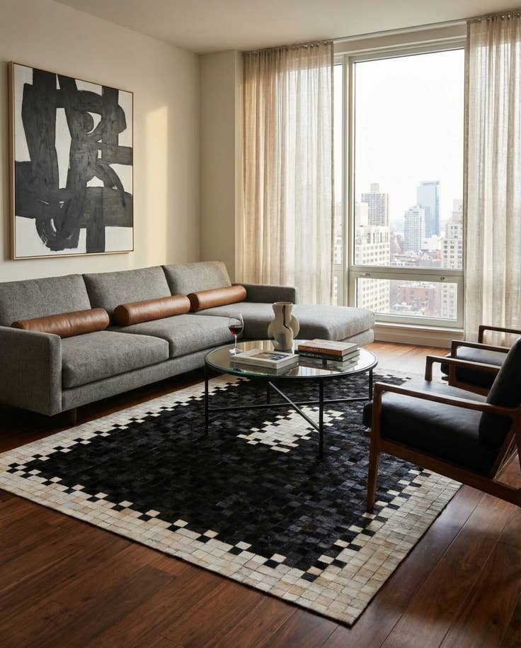 Detail image of 5' 1 x 7' 11 Cowhide Stocks Rug