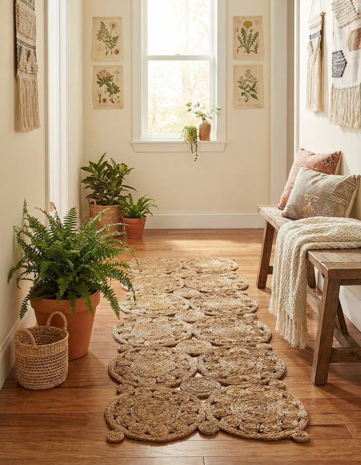 Detail image of 2' 7 x 8' Braided Jute Runner Rug