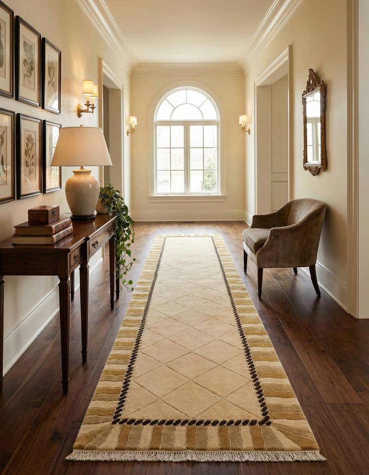 Detail image of  3' 3 x 13'  Hand Knotted Darya Wool Runner Rug