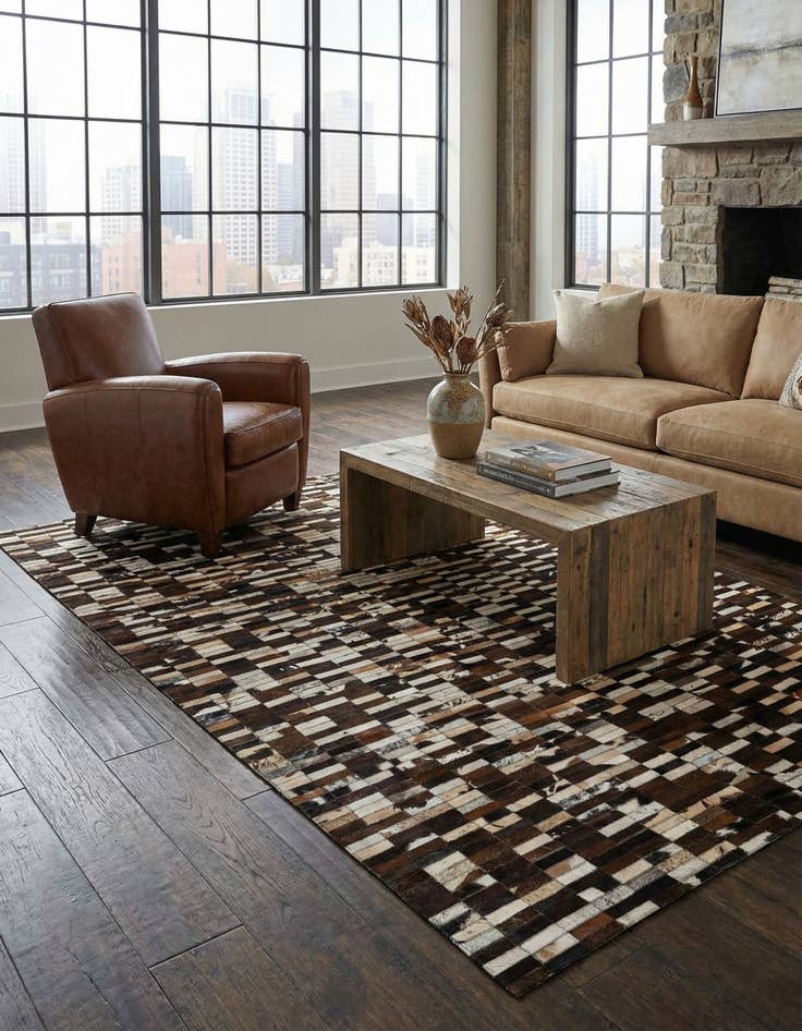 Detail image of  5' x 7' 11 Cowhide - Patchwork Rug