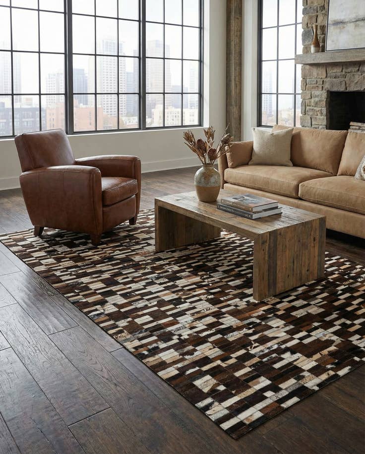 Detail image of 5' x 7' 11 Cowhide - Patchwork Rug