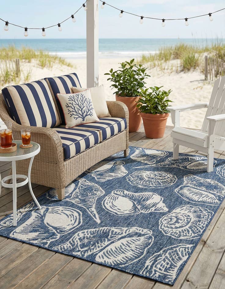 Detail image of 4' x 6'  Washable Coastal Indoor / Outdoor Rug