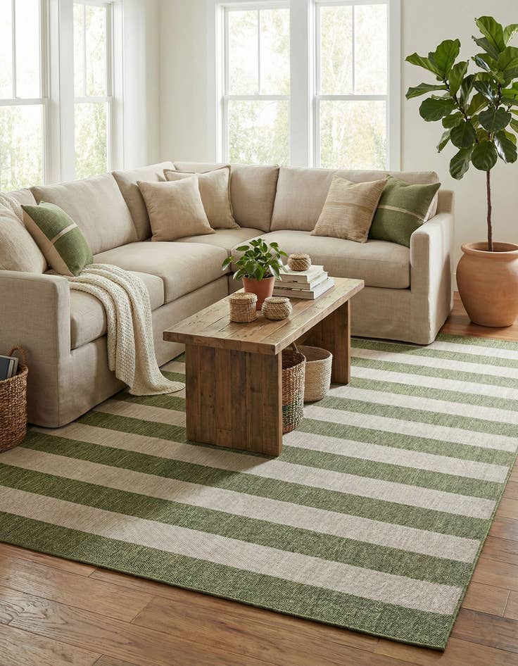 Detail image of 10' x 14'  Washable Striped Indoor / Outdoor Rug