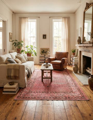 4' 4 x 6' 9 Hand Knotted Ultra Vintage Persian Wool Rug