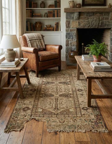 3' 7 x 5' 8 Hand Knotted Hamedan Persian Wool Rug