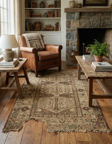 3' 7 x 5' 8 Hand Knotted Hamedan Persian Wool Rug
