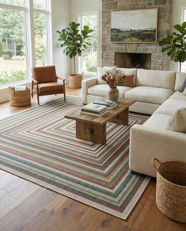 Detail image of 10' x 10' Easy-Clean Baja Indoor / Outdoor Square Rug