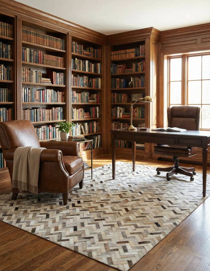 Detail image of  5' 4 x 7' 6 Cowhide Leather Rug