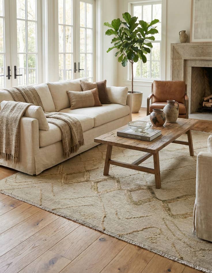 Detail image of  6' 6 x 7' 9  Hand Knotted Darya Wool Square Rug