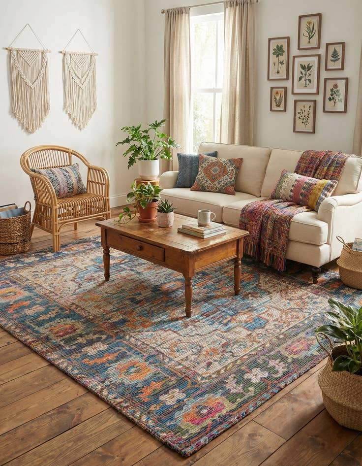 Detail image of 7' 10 x 7' 10  Hand Woven Chenille Jute Square Rug