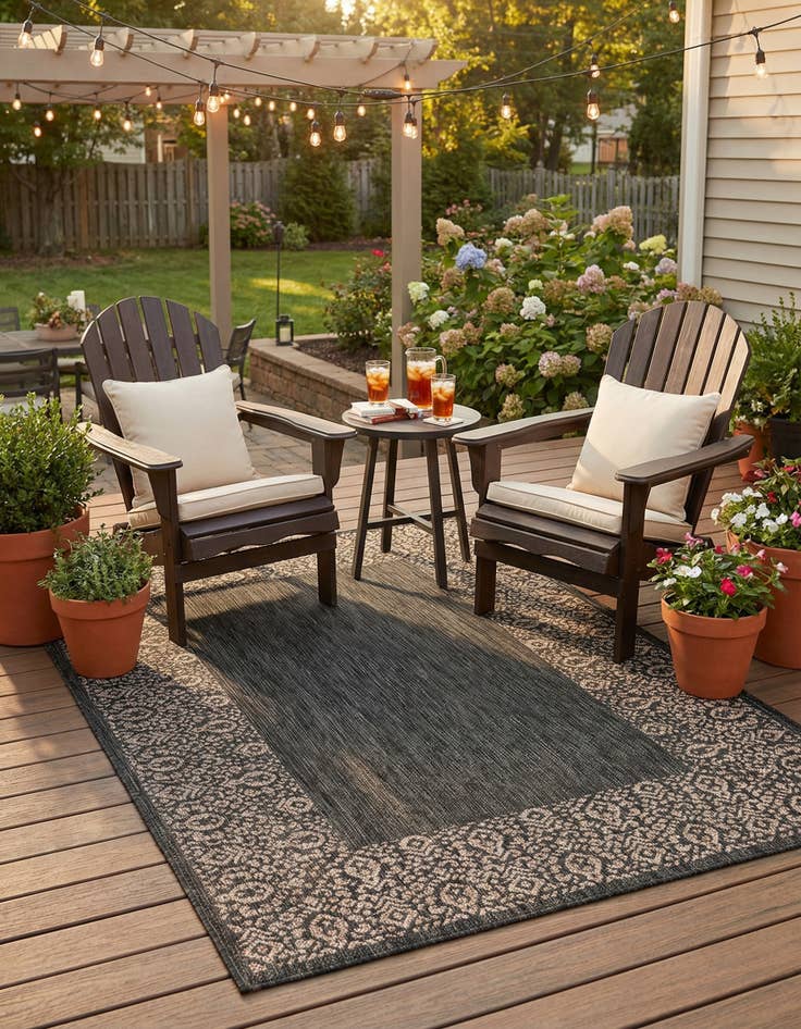 Detail image of  4' x 6'  Washable Border Indoor / Outdoor Rug