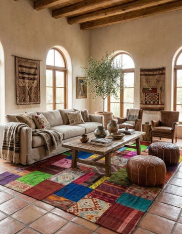 6' 7 x 9' 11 Hand Woven Kilim Patchwork Wool Rug