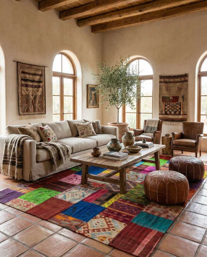 6' 7 x 9' 11 Hand Woven Kilim Patchwork Wool Rug