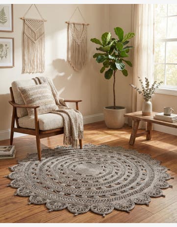 6' 1 x 6' 1 Handmade Braided Jute Round Rug