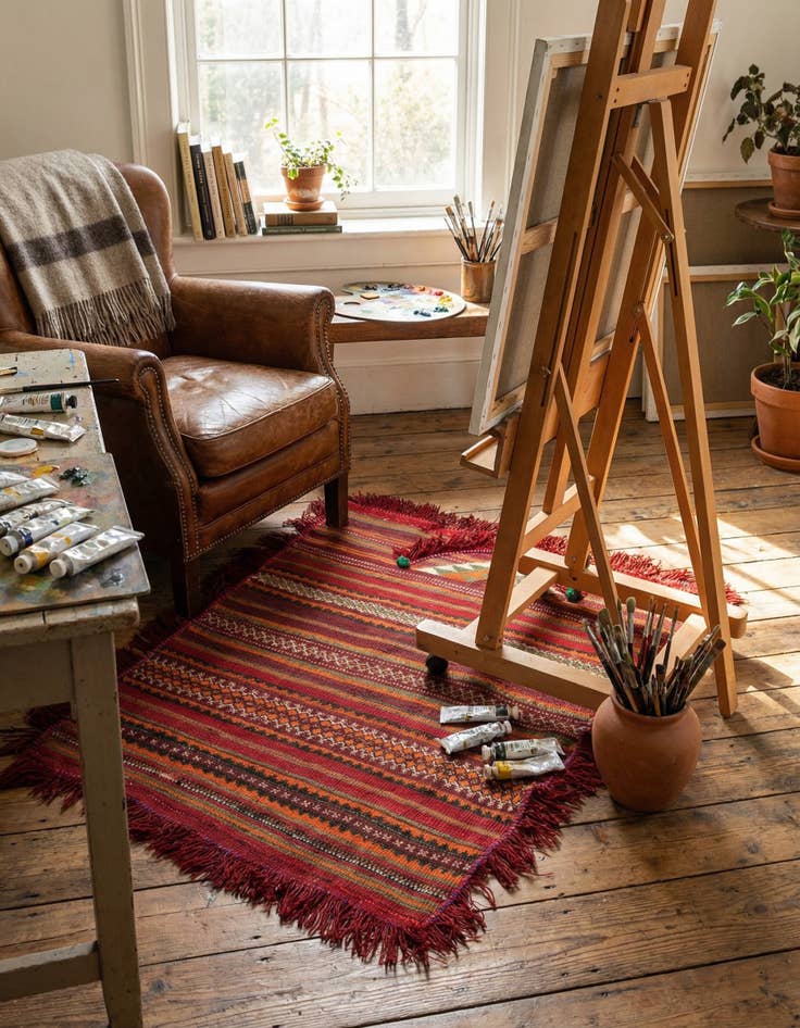 Detail image of 2' 10 x 4' 1  Hand Woven Kilim Fars Wool Rug