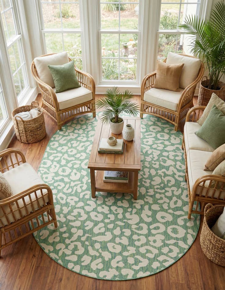 Detail image of 6' x 9'  Washable Safari Indoor / Outdoor Oval Rug