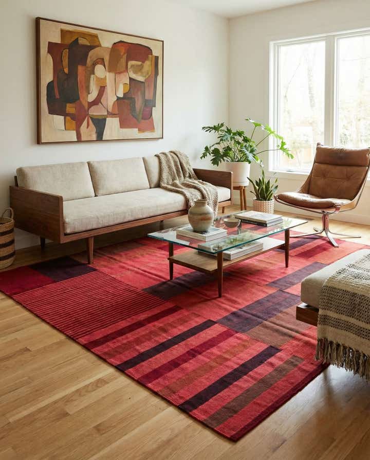 6' 8 x 9' 3 Hand Woven Kilim Modern Wool Rug