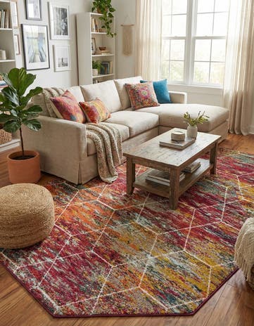7' x 7' Lattice Frieze Octagon Rug