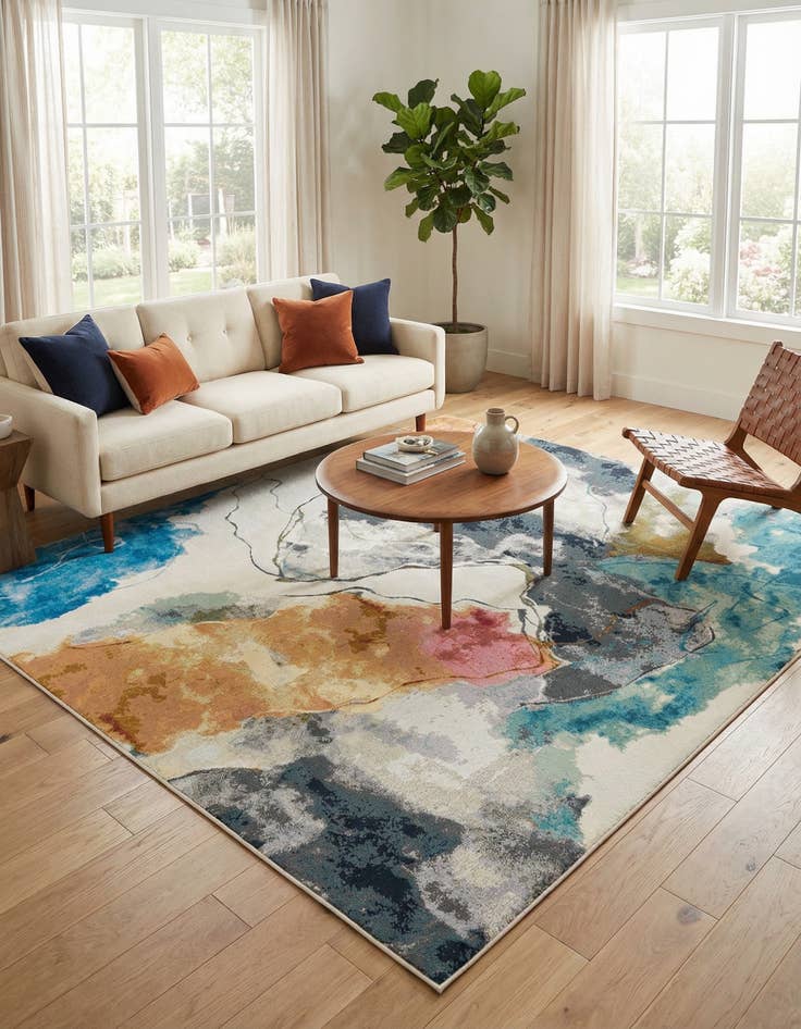 Detail image of  10' x 10'  Washable Modern Indoor / Outdoor Square Rug