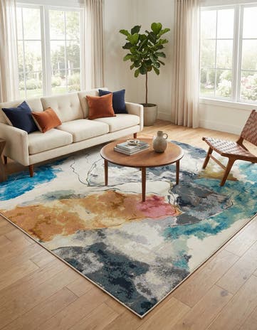 10' x 10' Easy-Clean Modern Indoor / Outdoor Square Rug