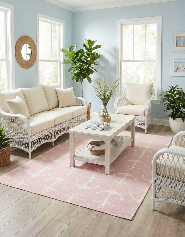 Detail image of 6' x 9'  Washable Coastal Indoor / Outdoor Rug