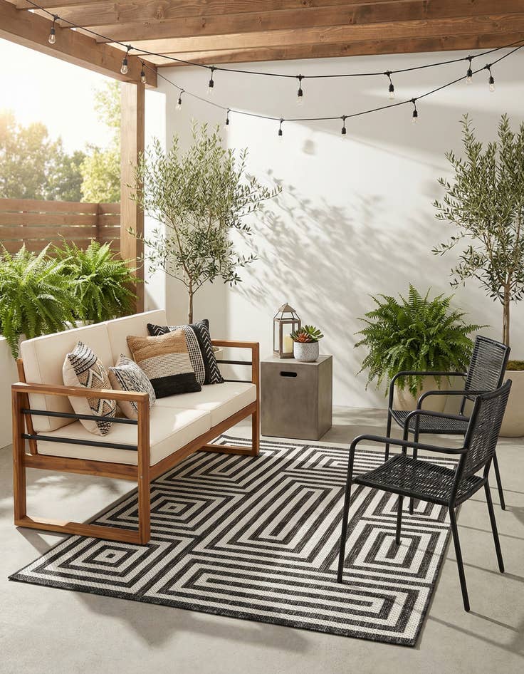 Detail image of 4' x 6'  Washable Modern Indoor / Outdoor Rug