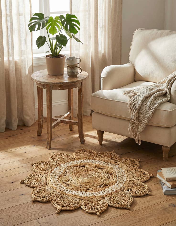 Detail image of 2' x 2'  Hand Braided Jute Round Rug