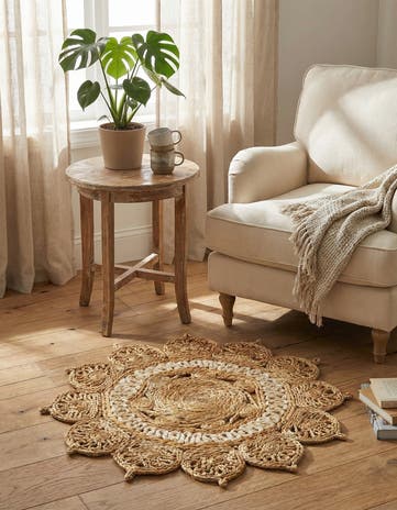 2' x 2' Handmade Braided Jute Round Rug