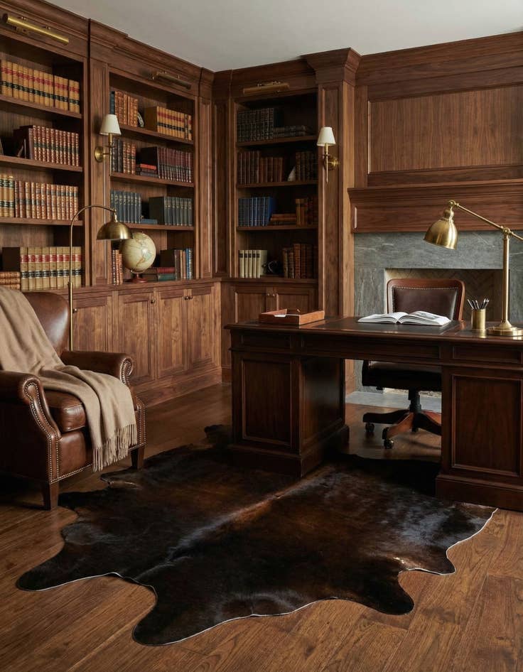 Detail image of 5' 5 x 5' 9 Cowhide Leather Square Rug