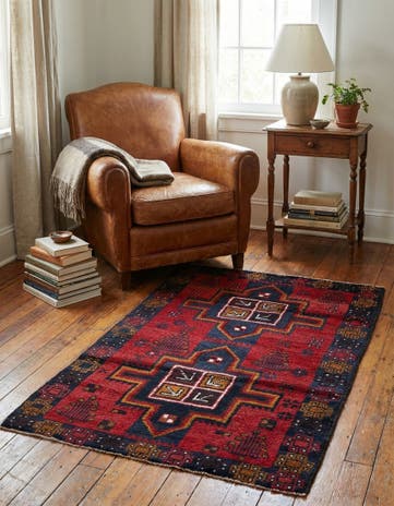 2' 9 x 4' 8 Hand Knotted Balouch Persian Wool Rug
