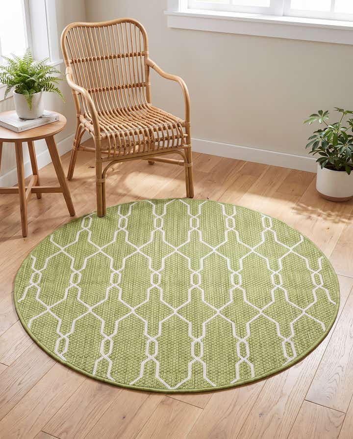 4' x 4' Easy-Clean Trellis Indoor / Outdoor Round Rug