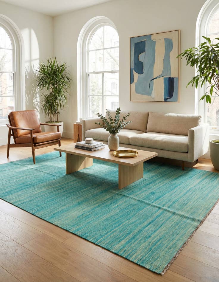 Detail image of 5' 10 x 9' 2  Hand Woven Kilim Modern Wool Rug