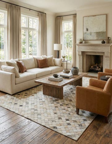 5' x 8' Cowhide Leather Rug