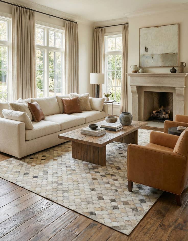 Detail image of  5' x 8' Cowhide Leather Rug