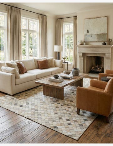 5' x 8' Cowhide Leather Rug
