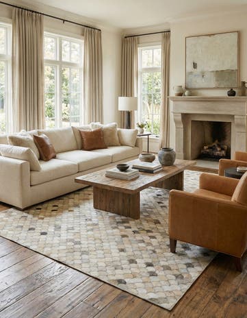 5' x 8' Cowhide Leather Rug