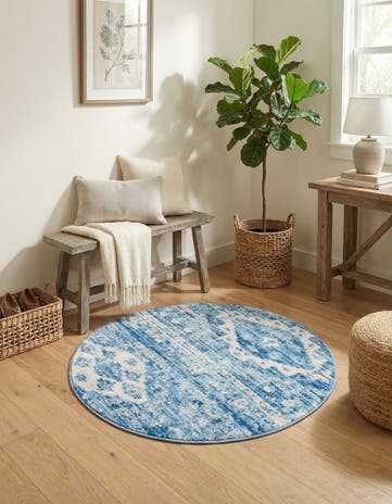 Blue Vega Round Rug