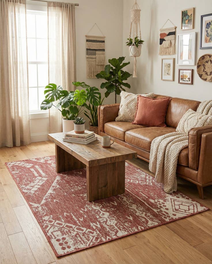 Detail image of 4' x 6' Easy-Clean Bohemian Indoor / Outdoor Rug