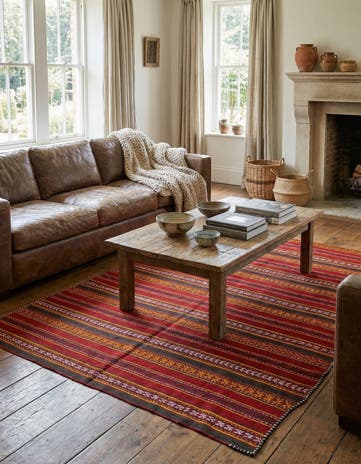 4' 8 x 6' 1 Hand Knotted Kilim Fars Persian Wool Rug