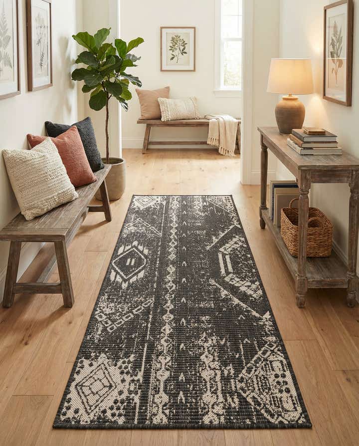 2' x 5' 3 Easy-Clean Bohemian Indoor / Outdoor Runner Rug