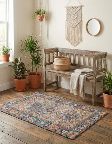 2' x 3' 1 Hand Woven Chenille Jute Rug
