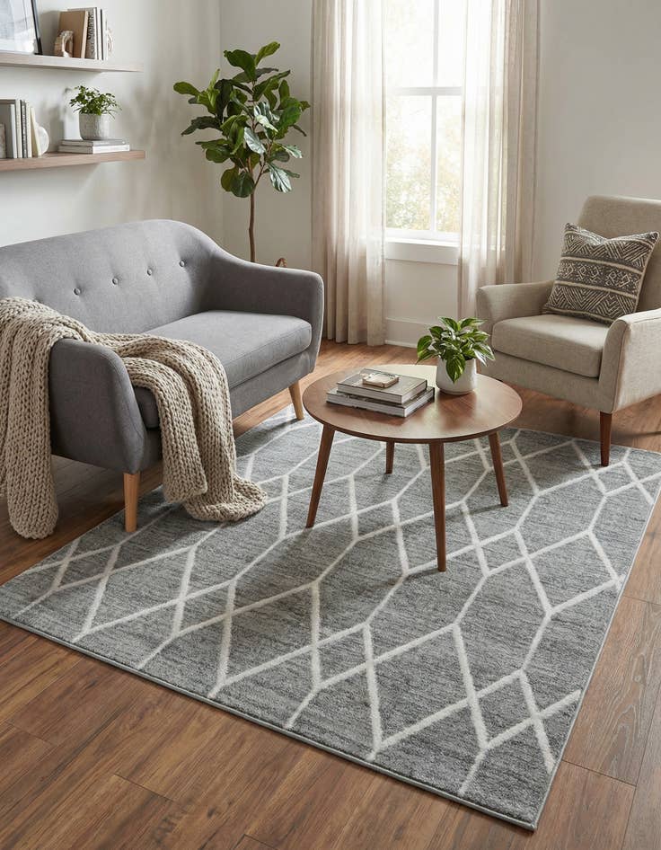 Detail image of 5' 3 x 5' 3 Lattice Trellis Square Rug