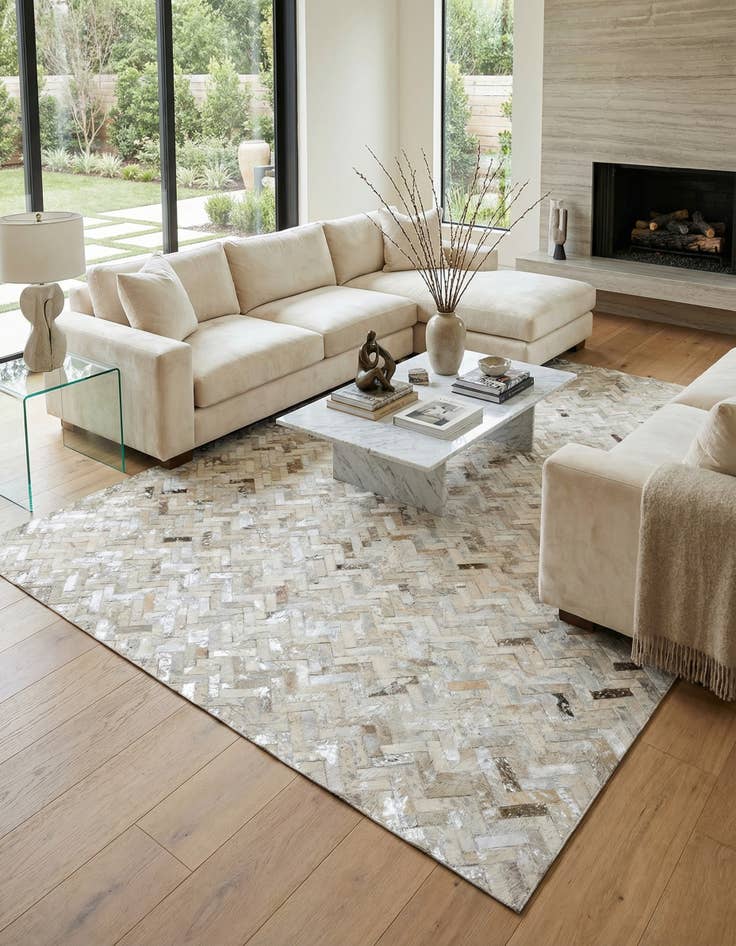 Detail image of 5' 4 x 7' 6 Cowhide Stocks Rug