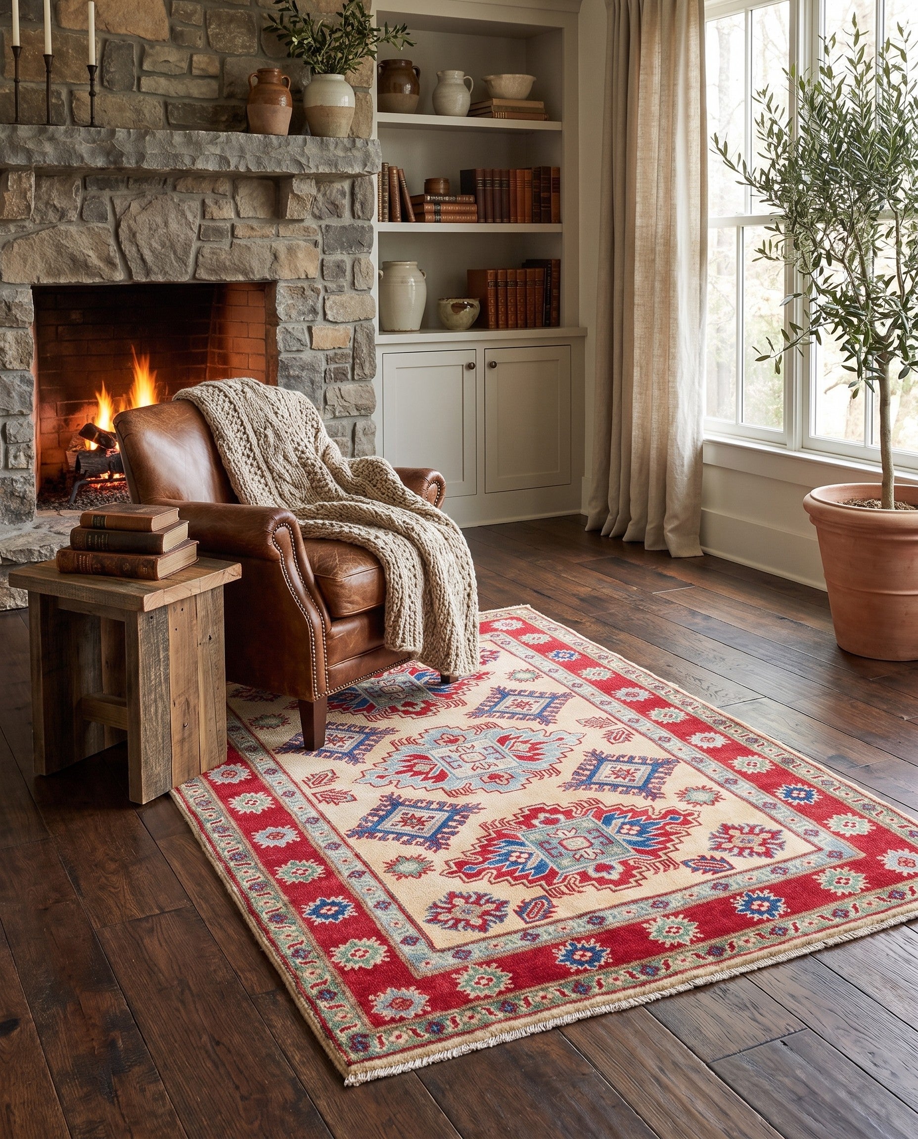 3' 6 x 4' 11 Hand Knotted Kazak Rug