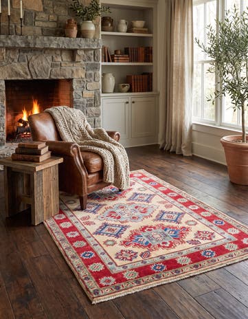 3' 6 x 4' 11 Hand Knotted Kazak Rug